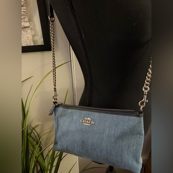 Coach Denim Zip Top Crossbody Bag - Picture 10 of 11